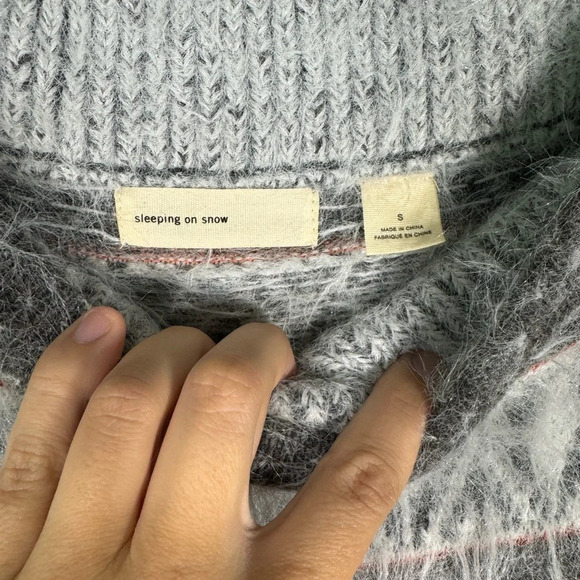 Sleeping on Snow Wool Blend Off the Shoulder Tunic Nordic Sweater Womens Small - Picture 3 of 7